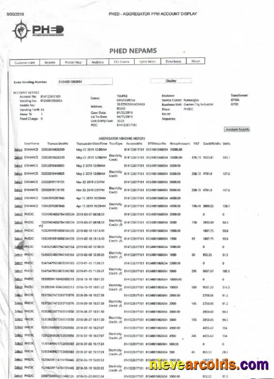 INDIA PHED utility bill